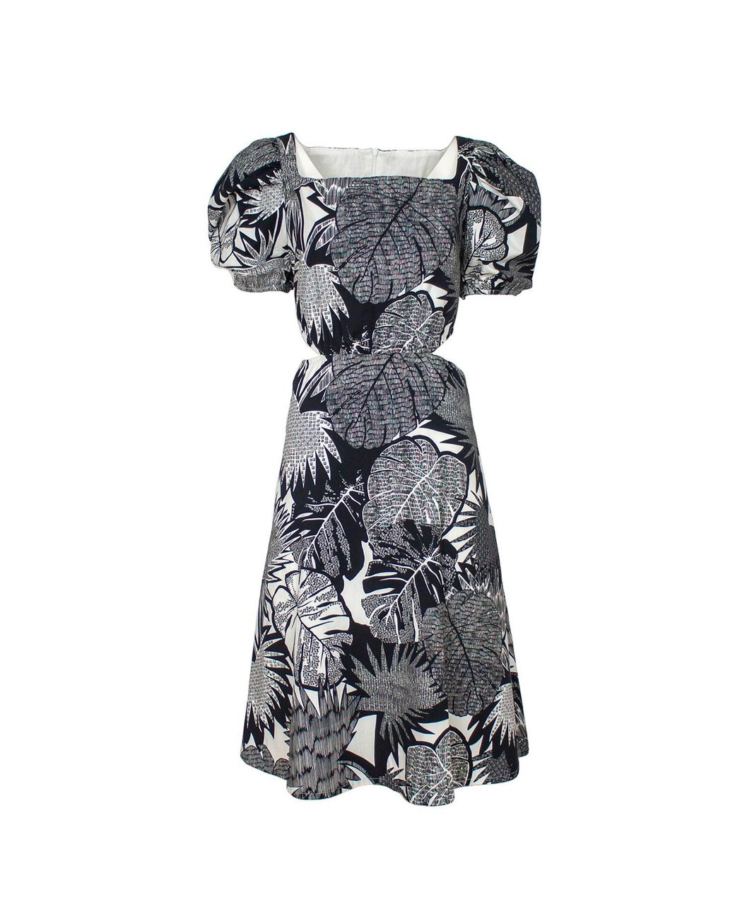 Lalipop Design Black & White Midi Dress With Side Cut-outs