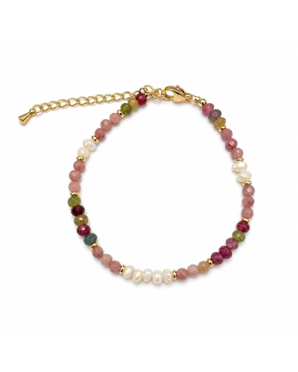 Angel Barocco Metallic Multicolour Tourmaline & Freshwater Pearl Beaded Bracelet