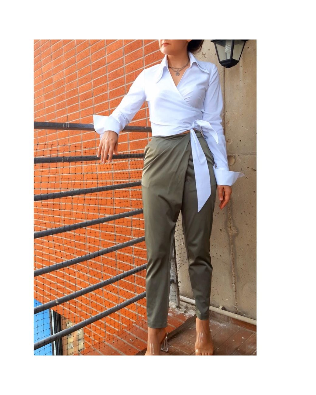 Mirimalist Green Cross Harem Pants