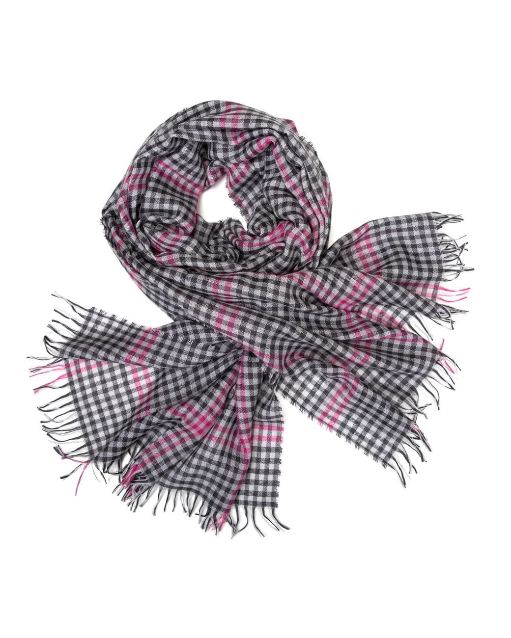 Kinalba Blue Weekender Gingham Cashmere & Silk Scarf
