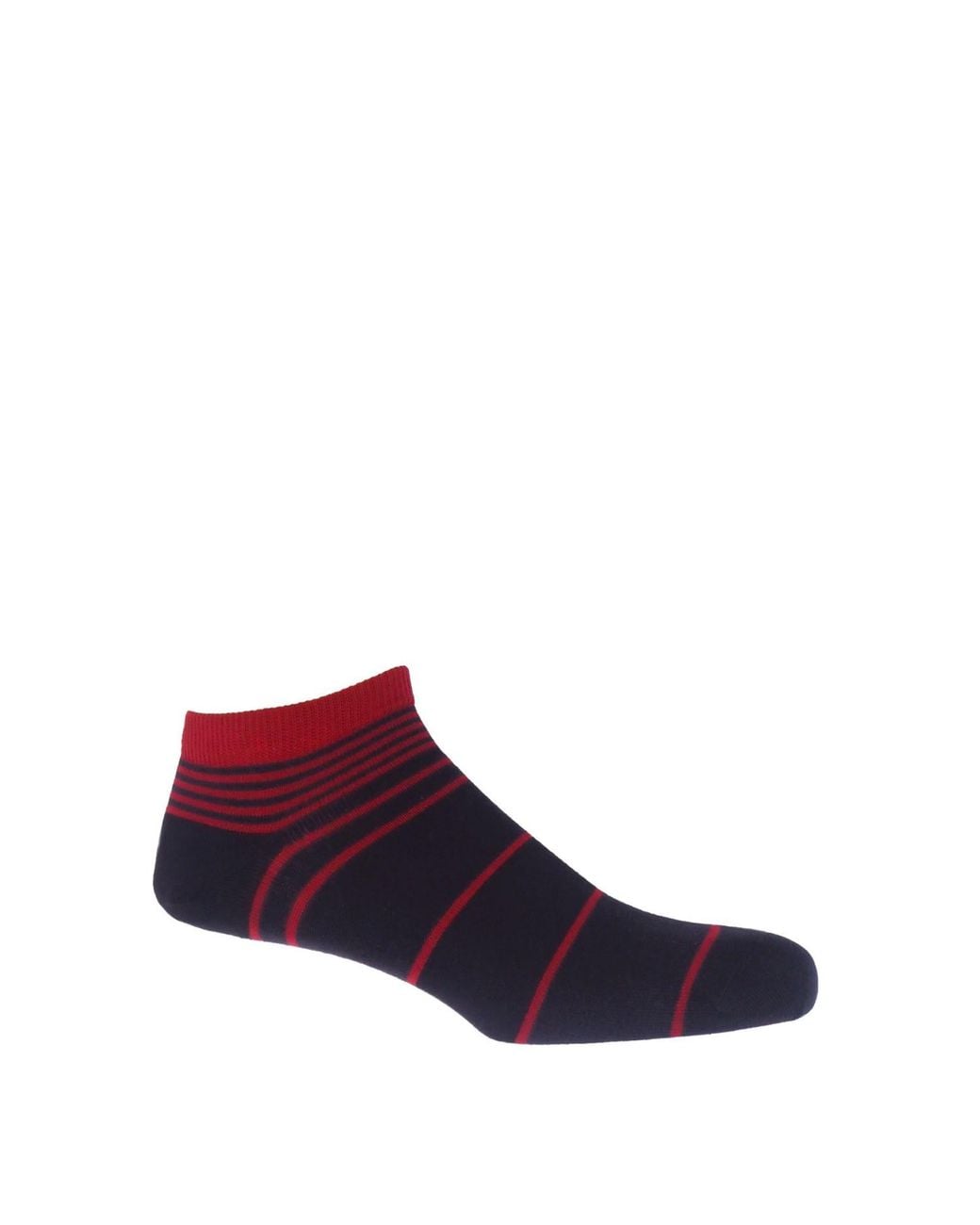 Peper Harow - Made in England Blue Retro Stripe Burgundy & Cube Trainer Socks Bundle for men