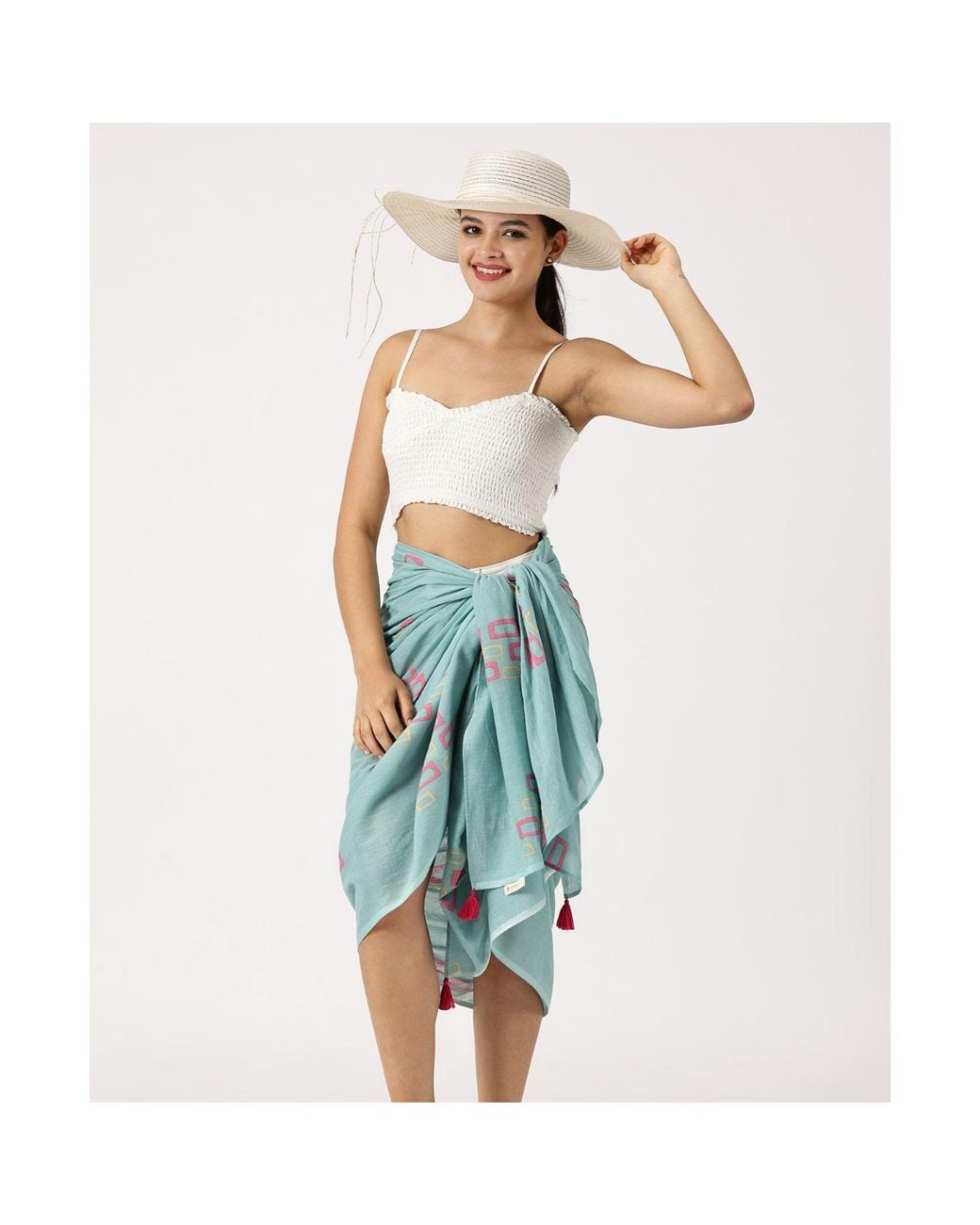 Heritagemoda Blue Handcrafted Organic Cotton Muted Sarong
