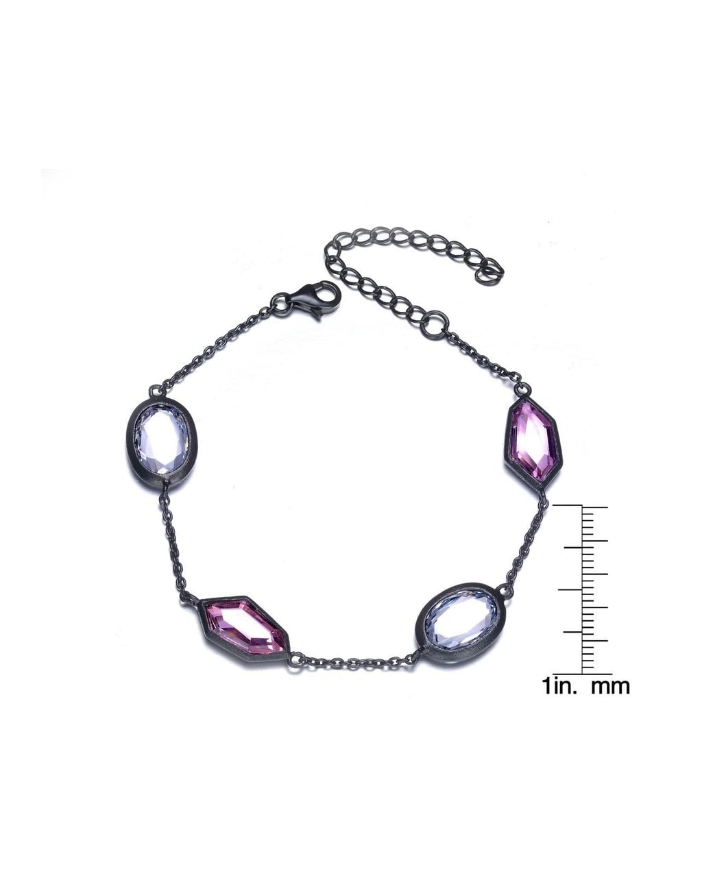 Genevive Jewelry Metallic Sterling Plated With Oval Cubic Zirconia Bracelet