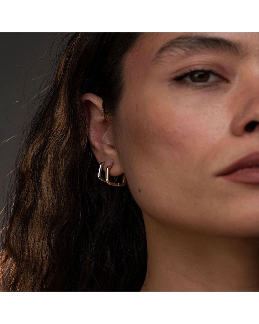 Divine Aria Metallic Aria Square Hoops Tarnish Free