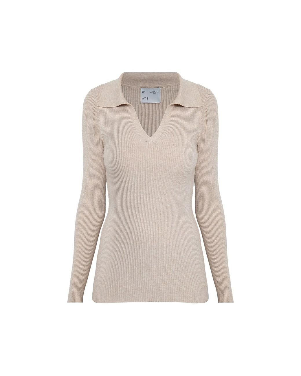 Ats the Label Natural Neutrals Vesper Creme Ribbed Knit Top