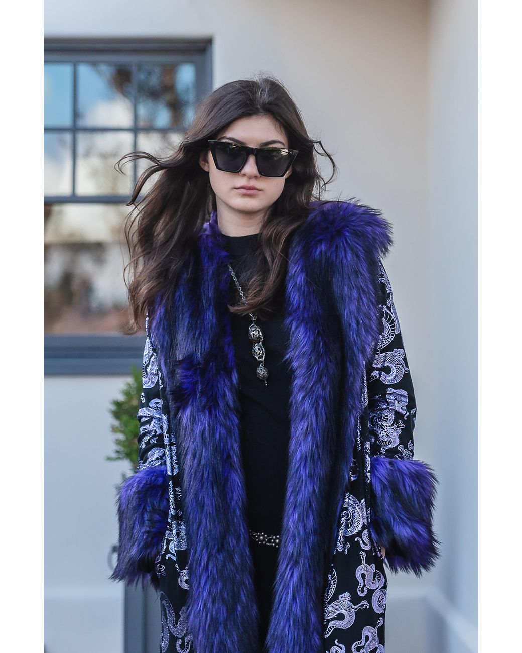 Jennafer Grace Blue Penny Deluxe Nymeria Plum Faux Fur Coat