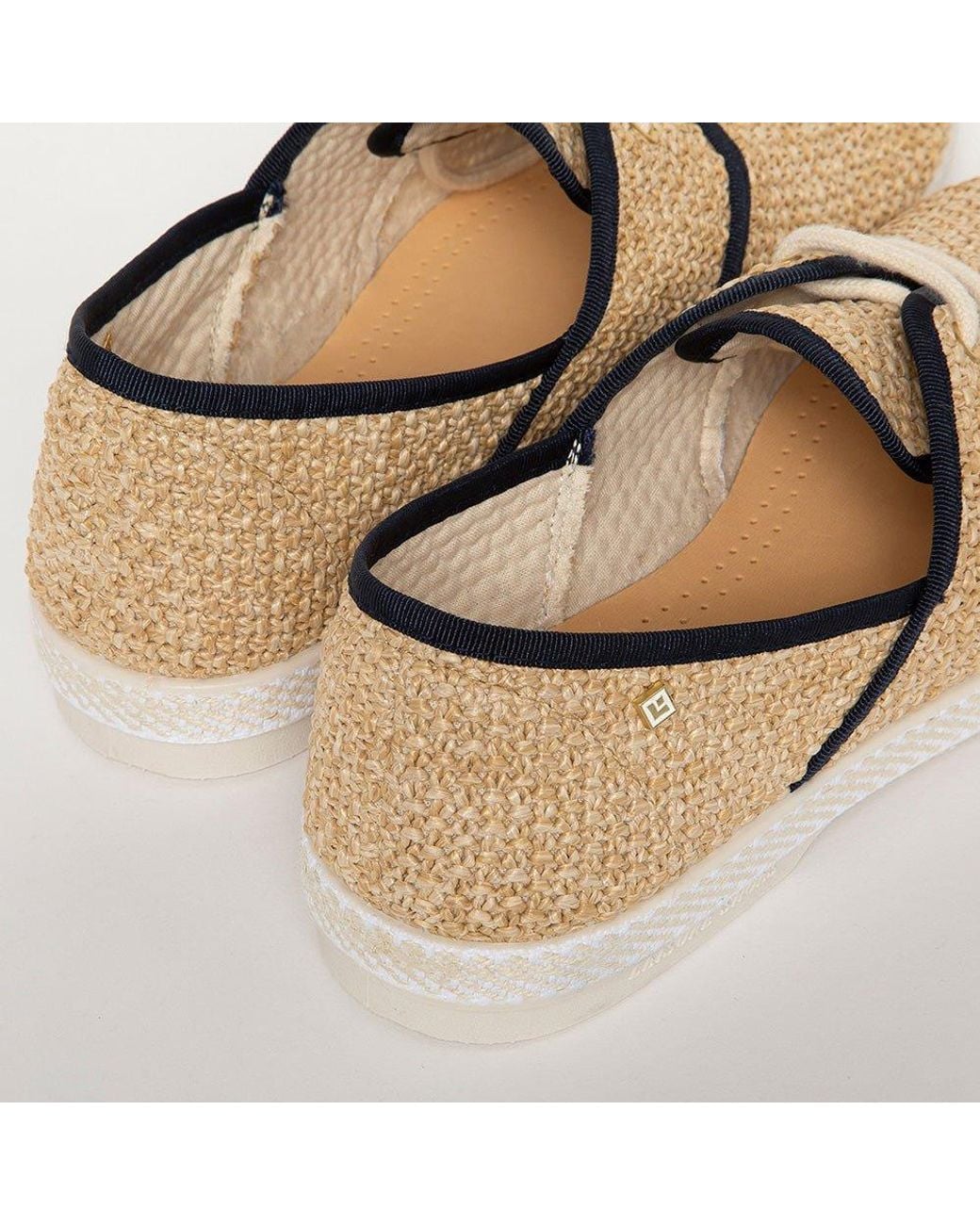 Rivieras Brown Neutrals Raffia Slip-On Loafer With Laces & Trim