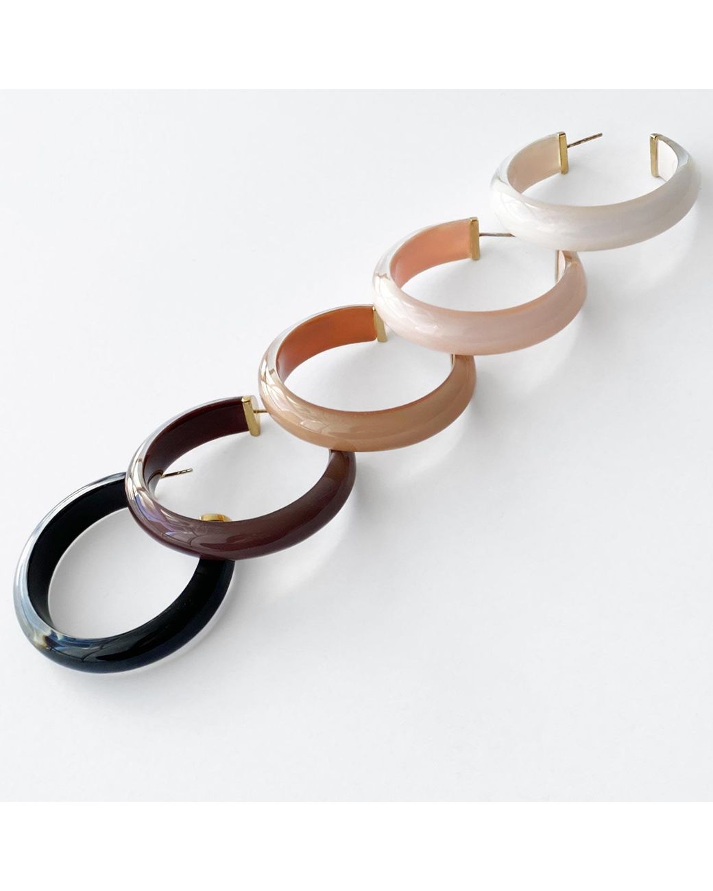 Gold & Honey White Small Clear Illusion Hoop Earrings