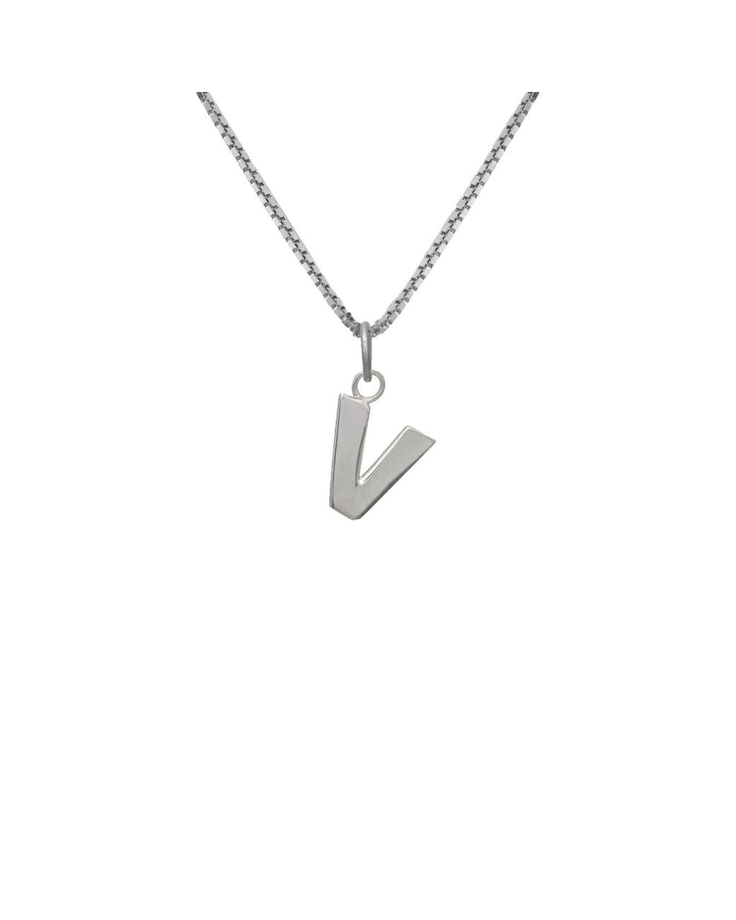 Edge Only Metallic Letter Pendant "V" Initial Necklace Sterling for men