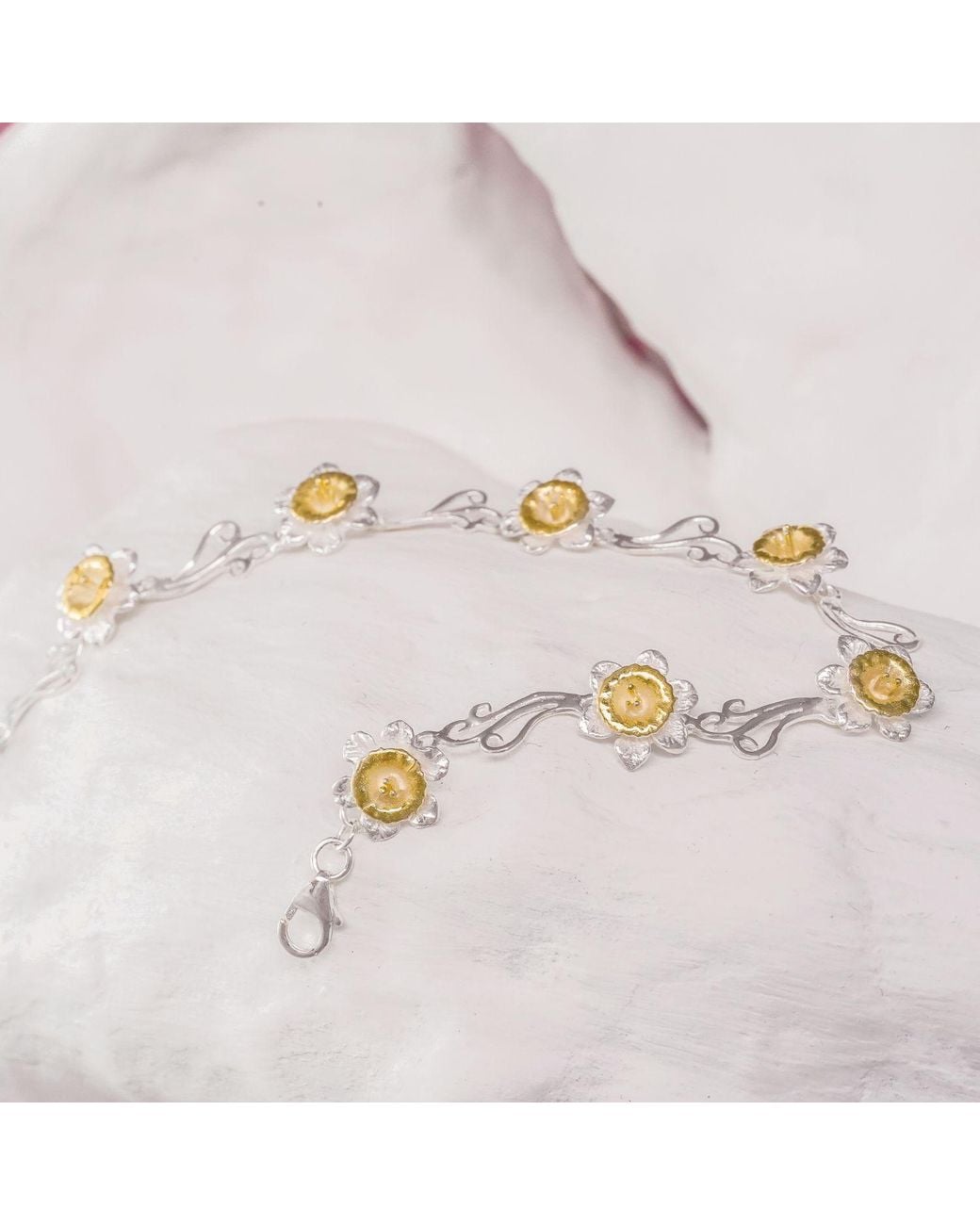 Isla Silver Metallic Daffodil Bloom Bracelet