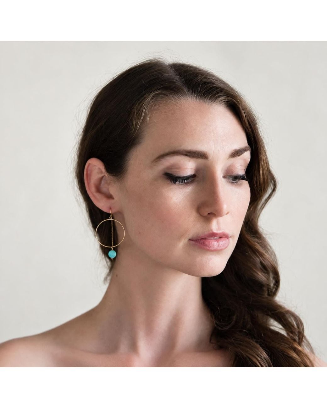 Heather Hawkins Jewelry Metallic Coin Gemstone Hoop Threader Earrings