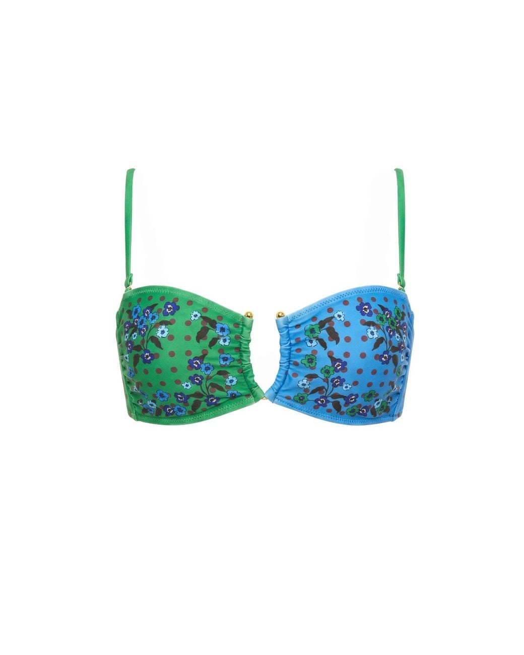 Jessie Zhao New York Blue Polka Bloom Reversible Bandeau Top