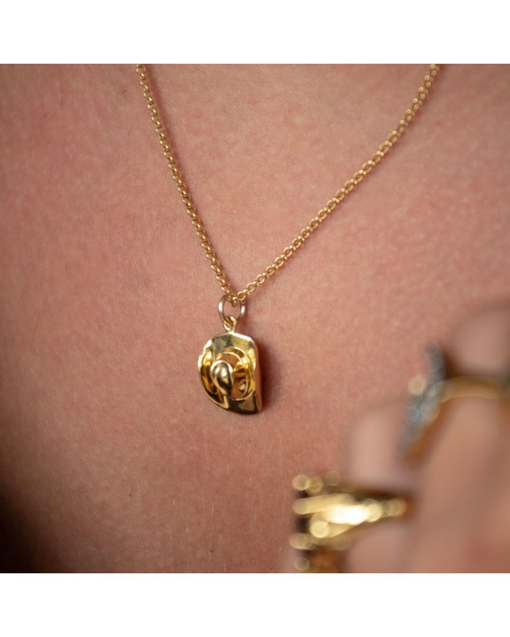 Scream Pretty Metallic Cowboy Hat Charm Necklace