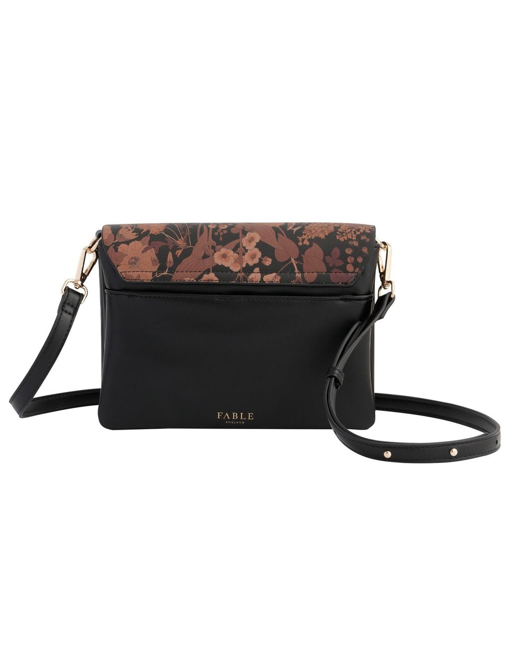 Fable England Brown Deco Blooms Crossbody Handbag