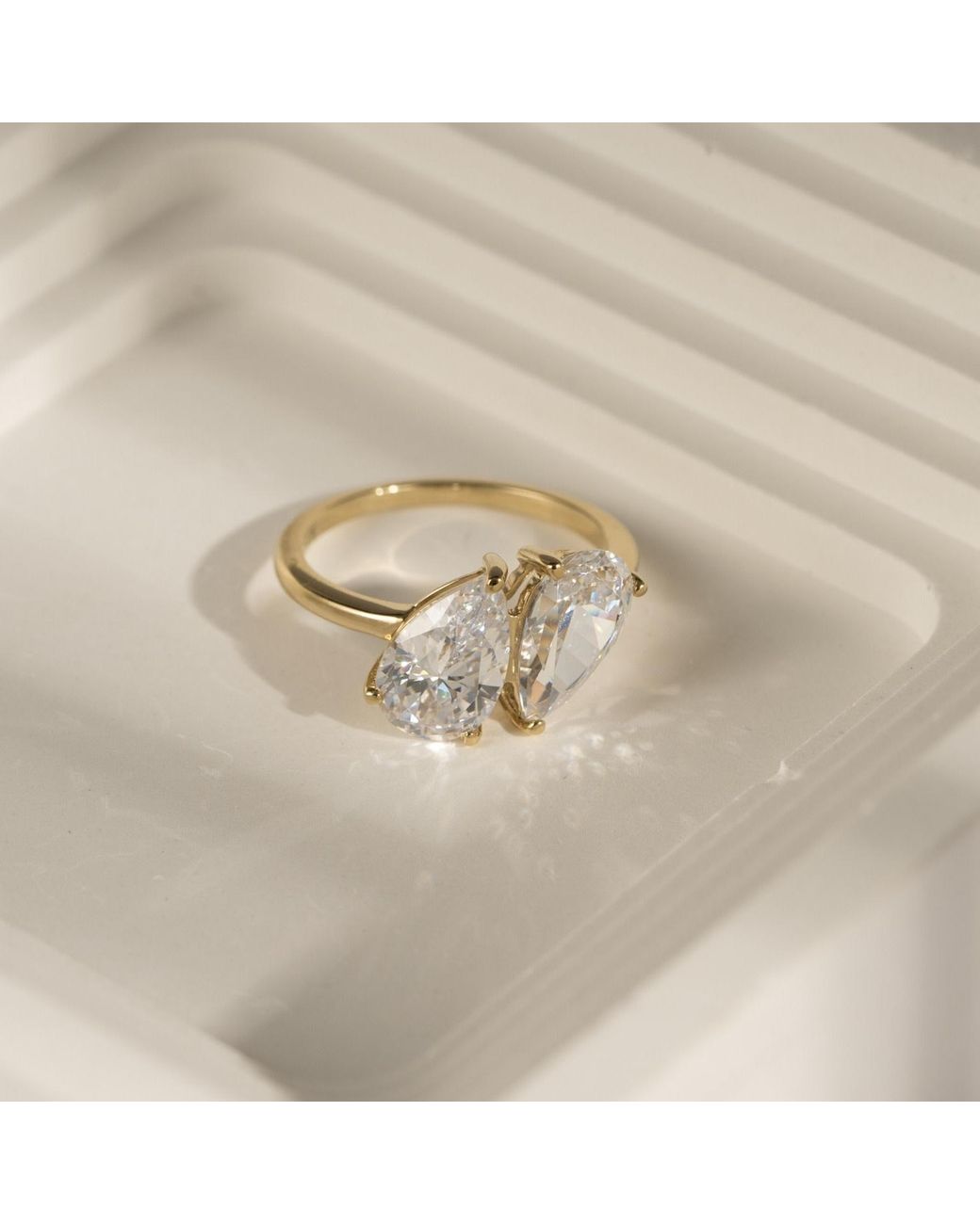 Diamonbliss Metallic Pear Bypass Ring, Five Carats