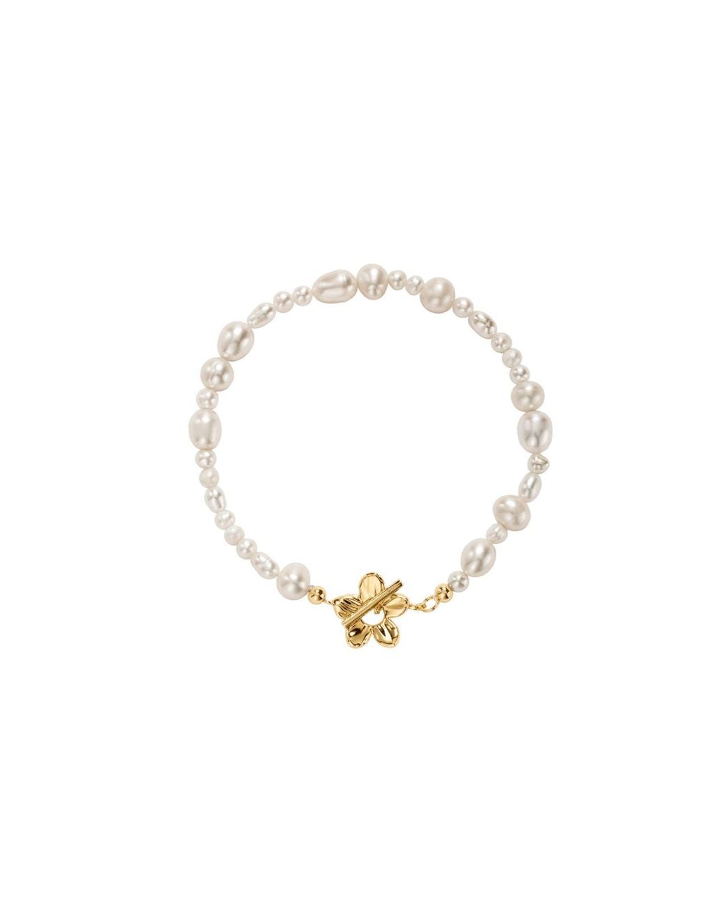 Vanhi Metallic Flora Multi Pearl Toggle Bracelet