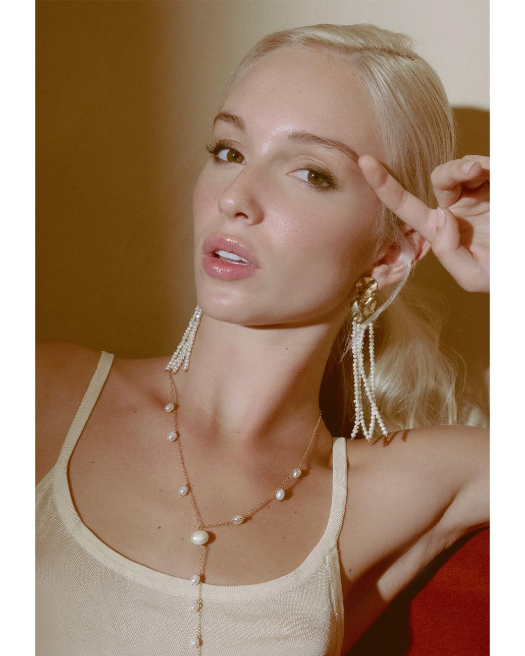 Lavani Jewels White Liliana Pearl Long Earrings