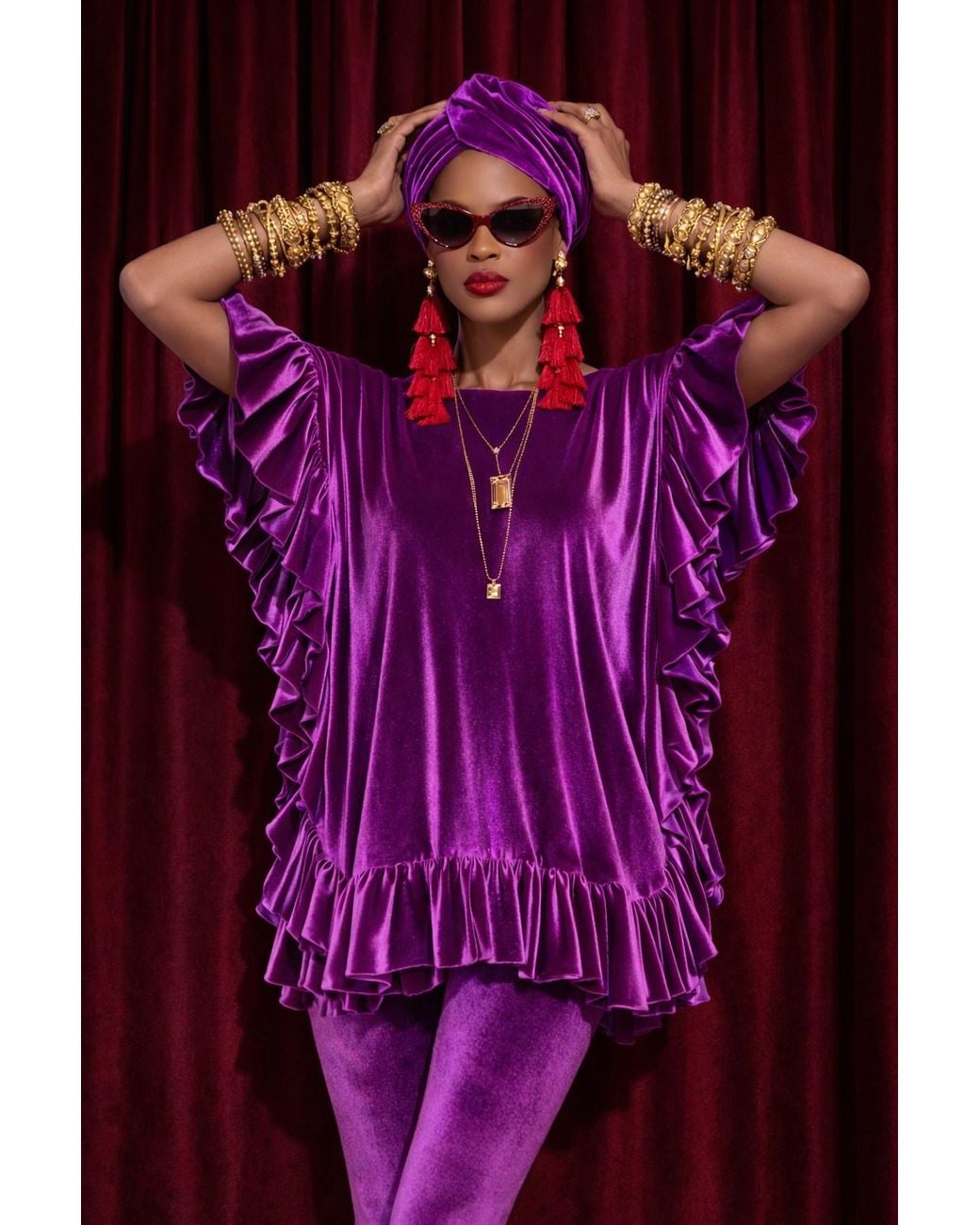 Julia Clancey Purple Mini Ruffle Plum Dress