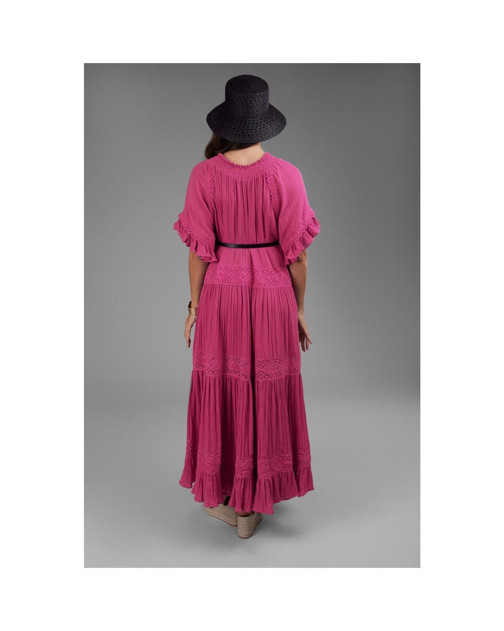Saachi Pink Cotton Long Kaftan Dress