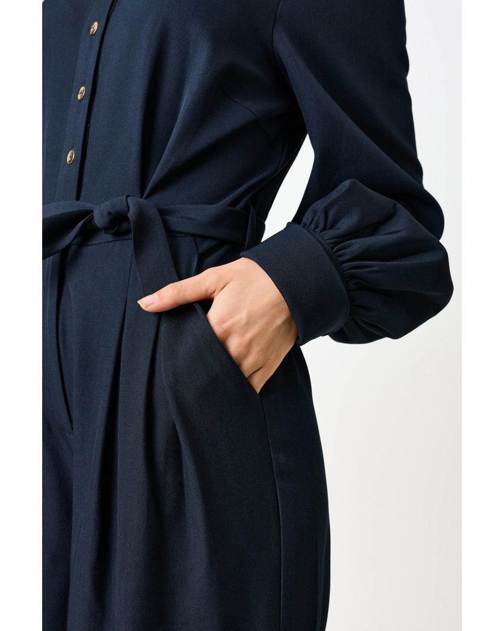 Louche Blue Yves Long Sleeve Jumpsuit