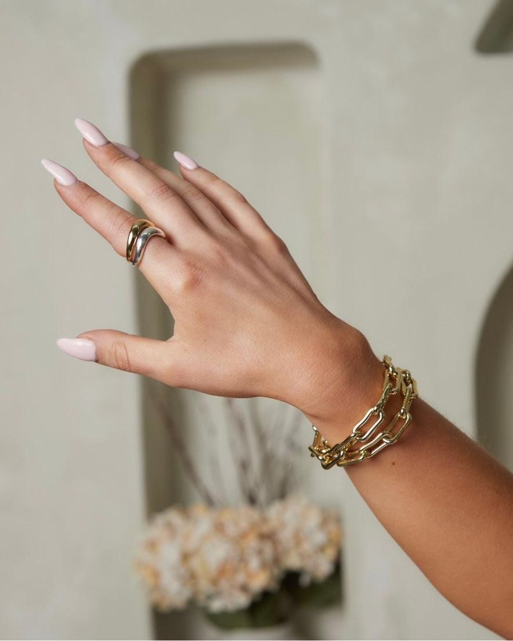 Crystals and Co White Flow Ring