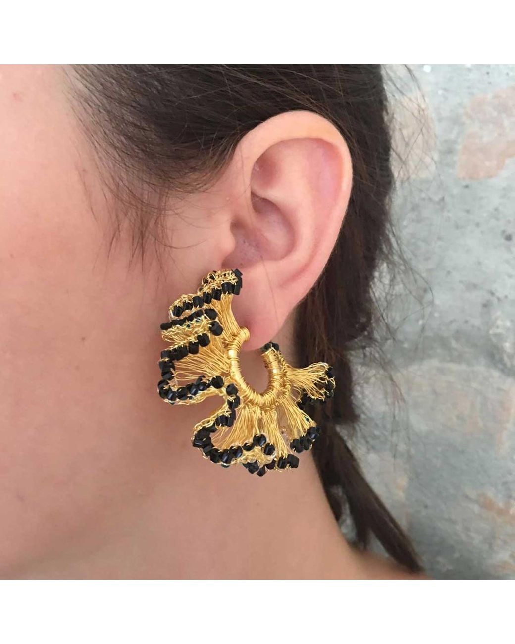 Lavish by Tricia Milaneze Metallic Rio Hoops Handmade Crochet Earrings