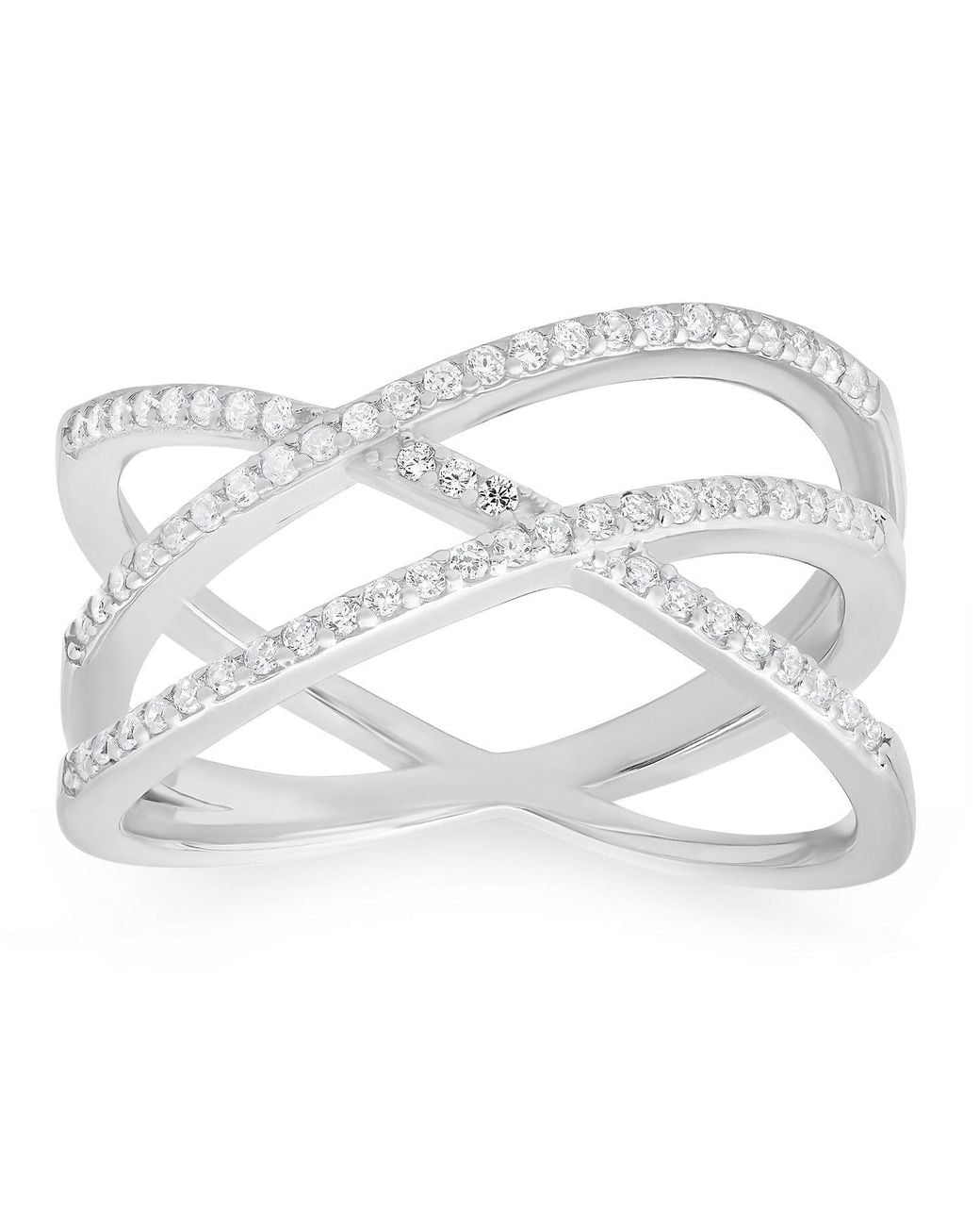 Kylie Harper Metallic Sterling Criss-Cross Diamond Cz Ring
