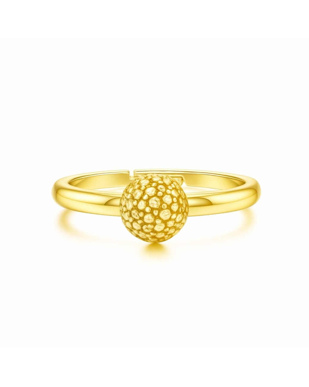 Unaloe Yellow Plated Ball Ring – Minimal Adjustable Elegant Ring For