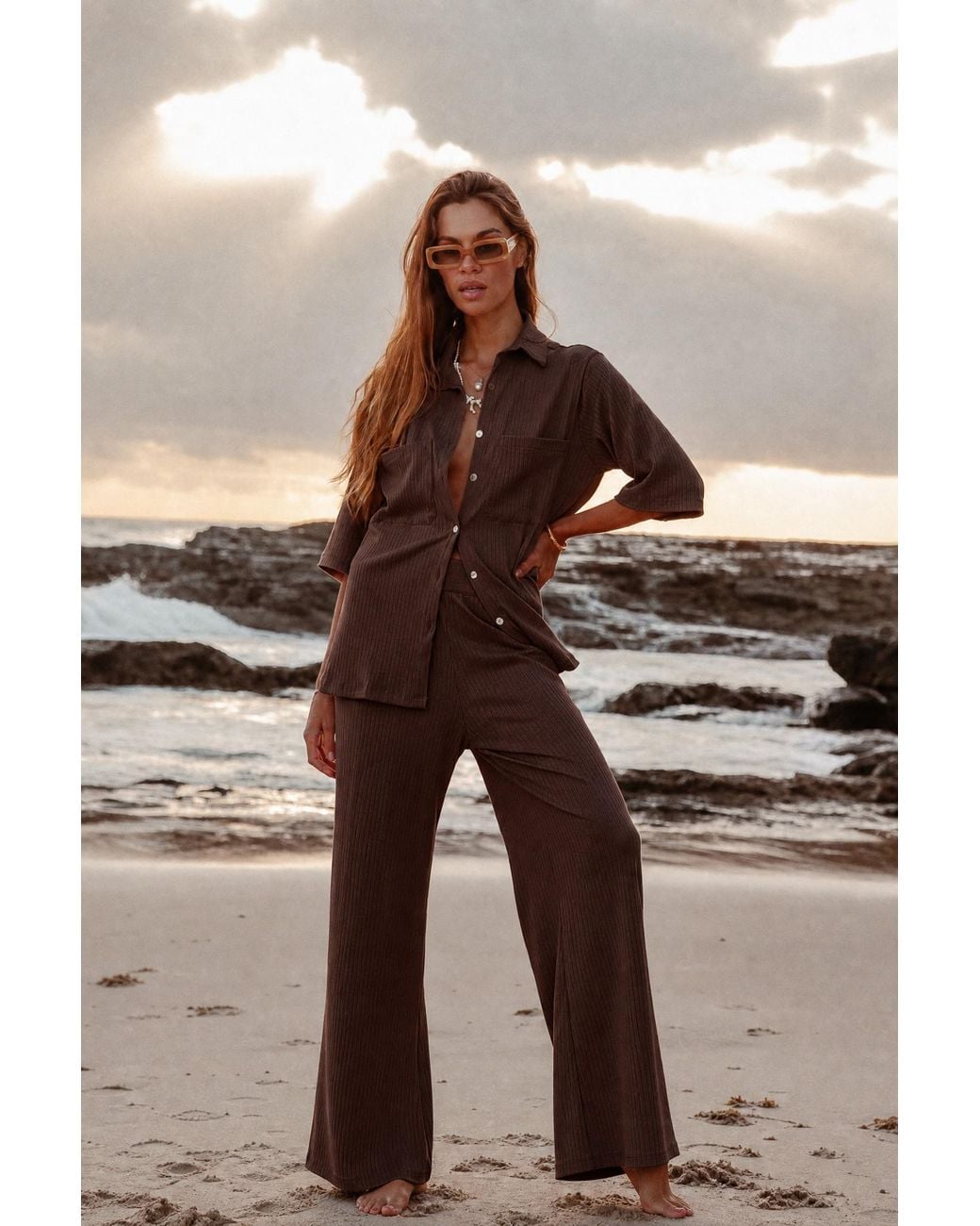Palm Collective Brown Luxe Knit Pants