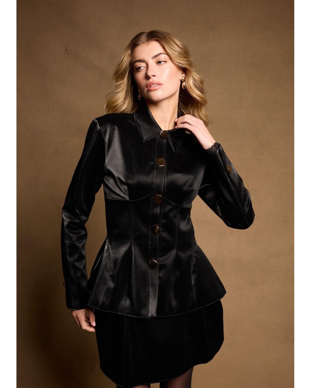 Zetaye Black Kadence Faux Leather Mini Skirt