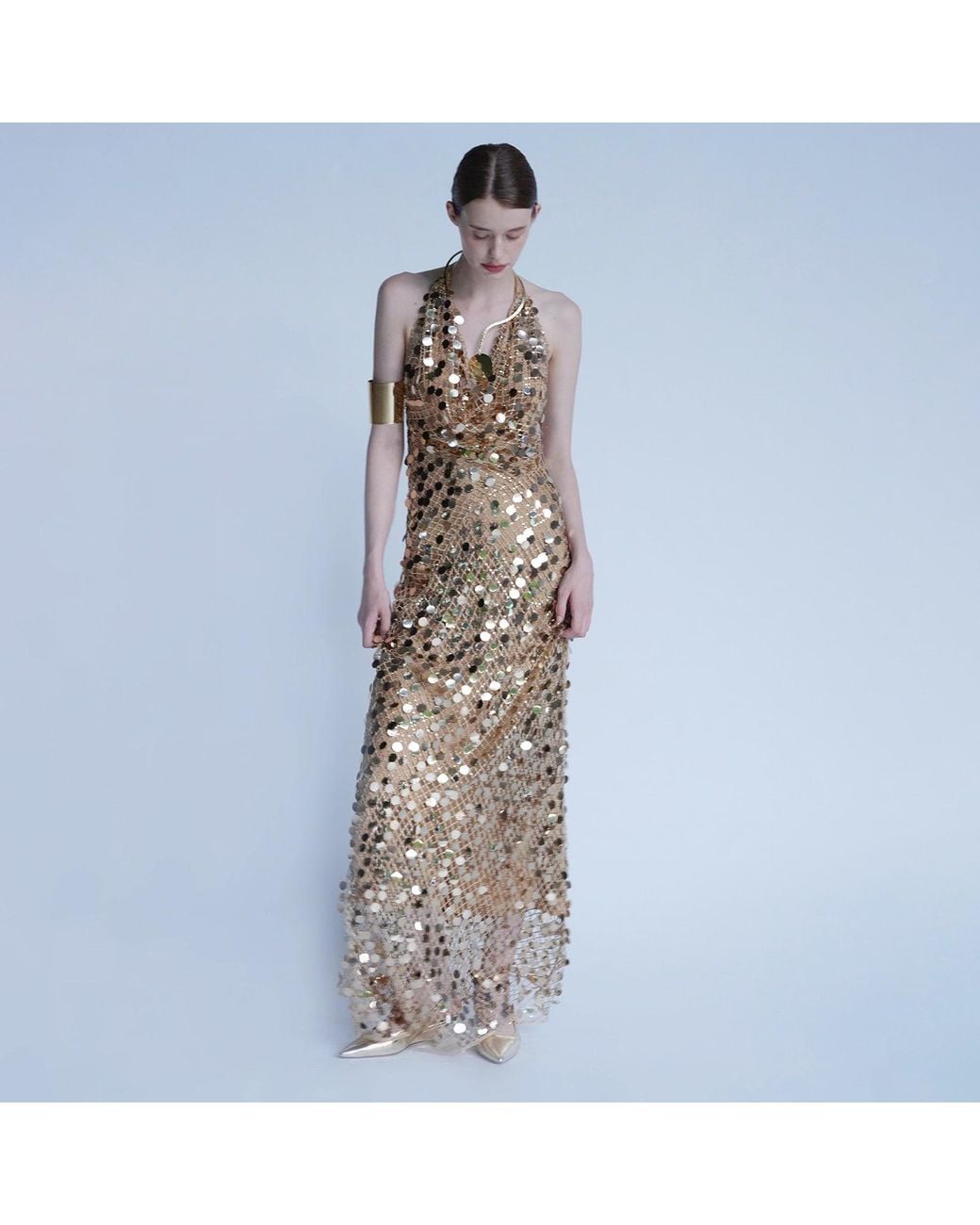 Belsize25 Metallic Mayfair Series – Mesh Sequinned Halterneck Evening Gown