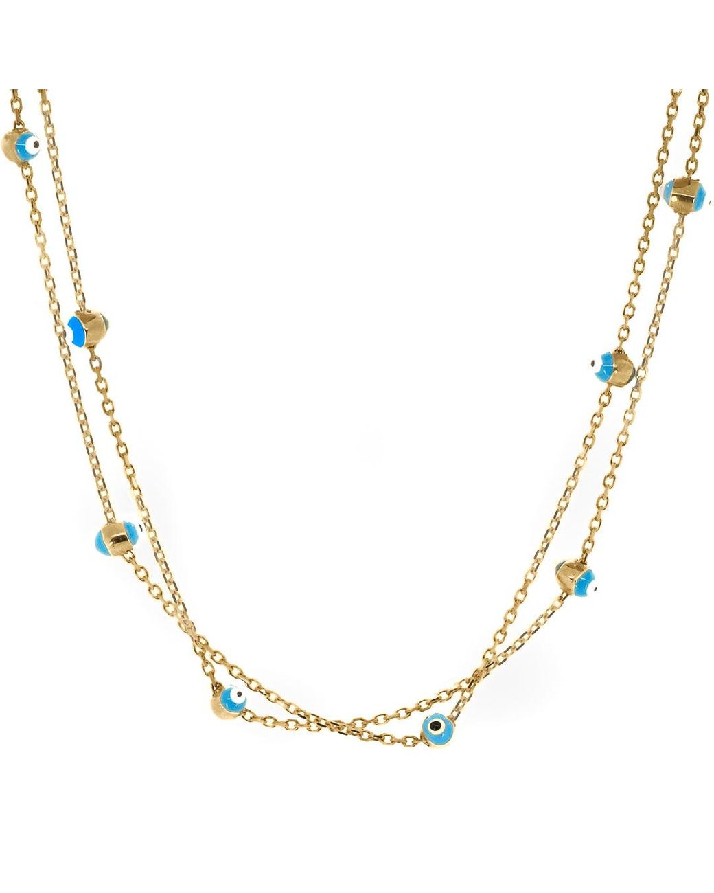 Ebru Jewelry Metallic Double Solid Chain Evil Eye Statement Necklace