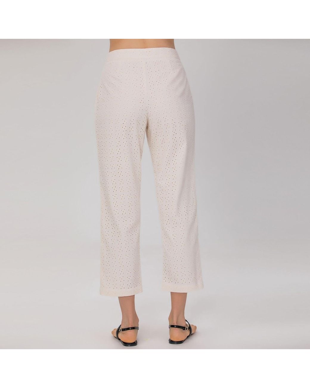 Smart and Joy Natural Neutrals Eyelet Cotton Lace Pants -Cream