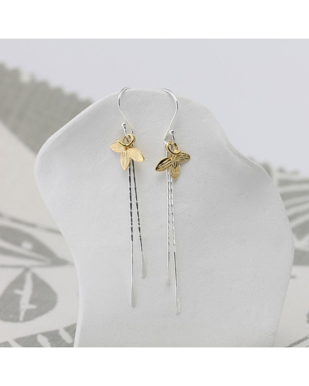 Isla Silver Metallic Floral Mixed Metal Drop Earrings
