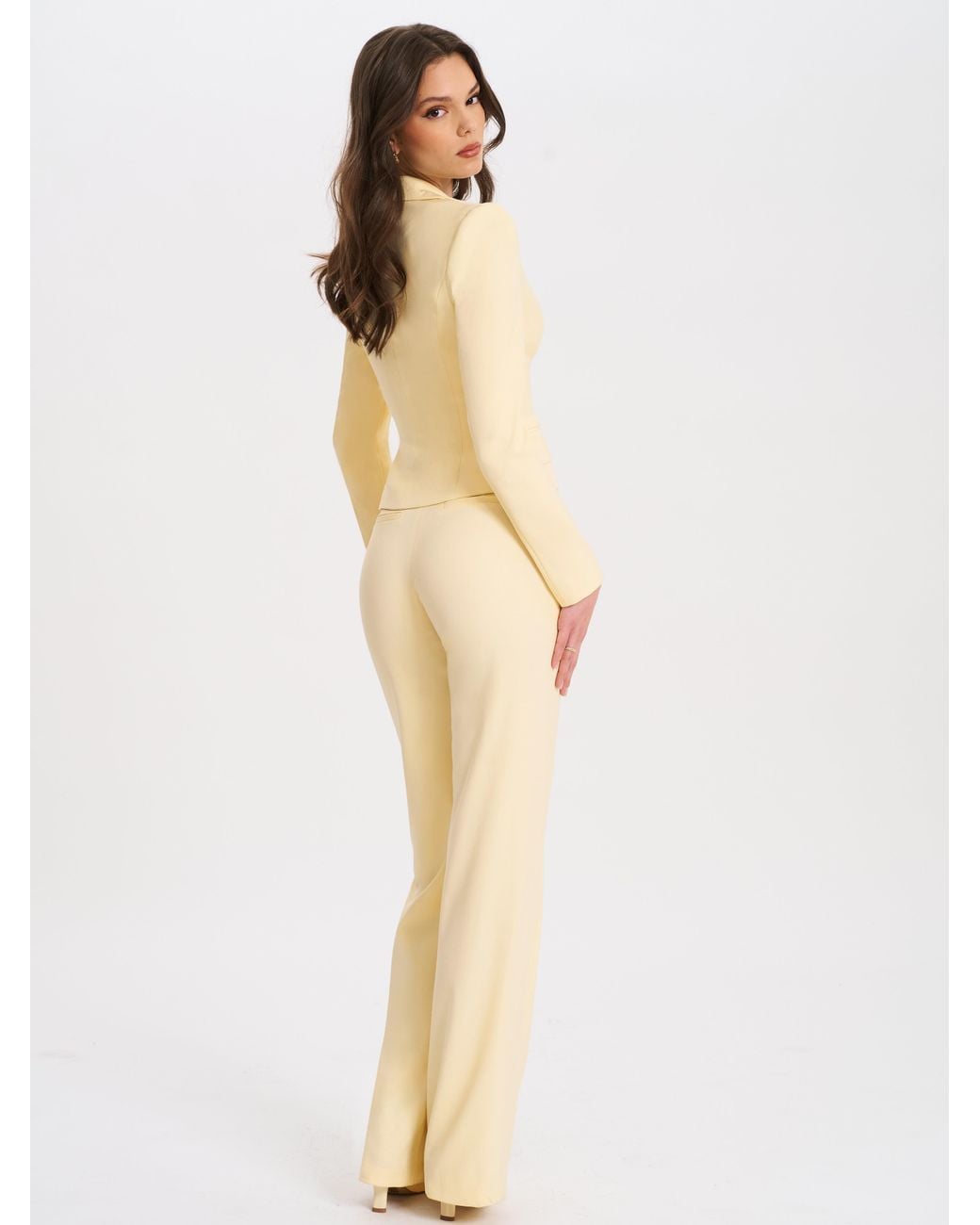 Miss Circle New York White Quinnie Butter Slim Suit Pants