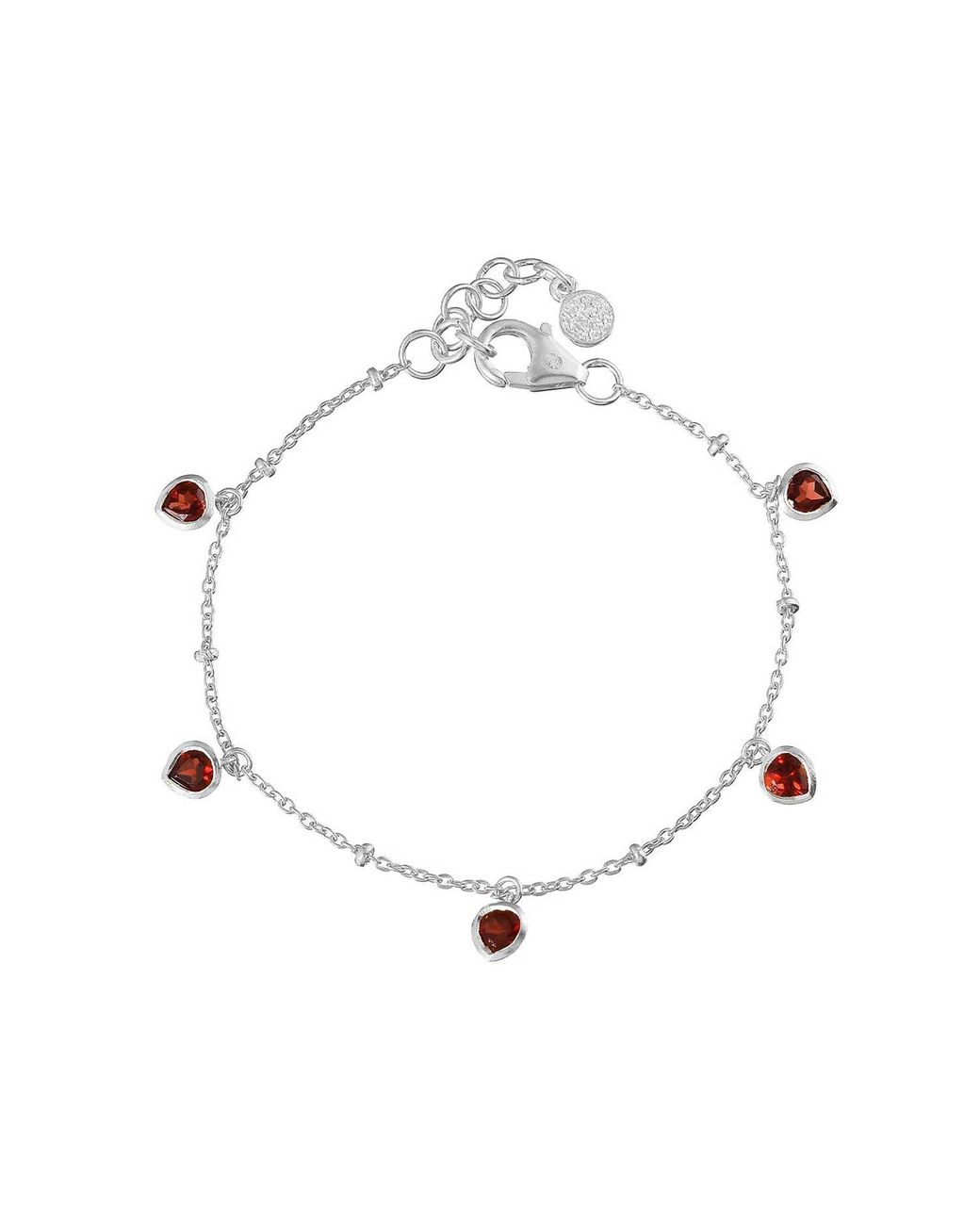 Moon London White Mani Garnet Heart Bracelet