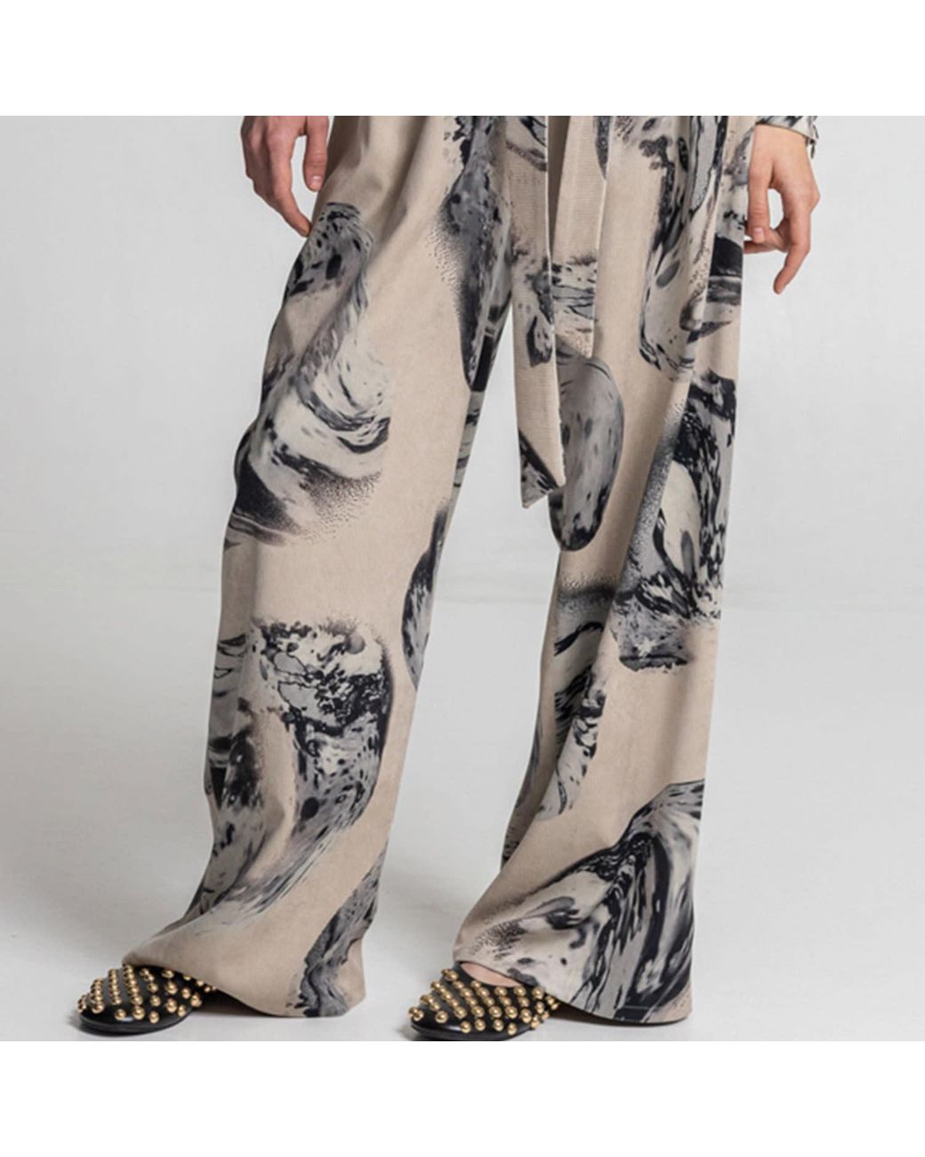 ARTISTA Natural Crystal Wide Leg Pants