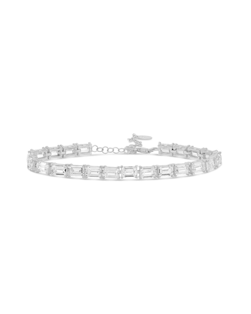 SHYMI White Emerald Shape Prong-Set Tennis Bracelet