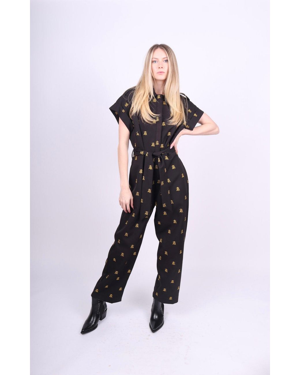 Any Old Iron Black Embroidered Wasp Jumpsuit