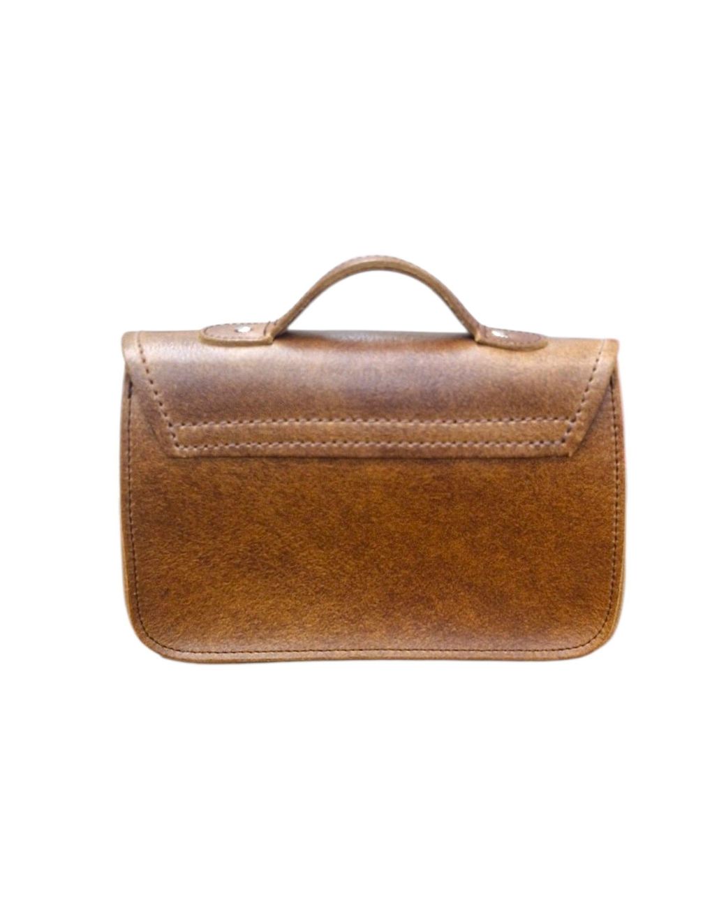 Zatchels Brown Handmade Tannery Leather & Tweed Cross Body Micro Satchel Plus