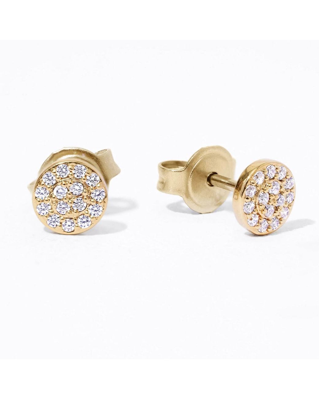 Diamonbliss Metallic Round Shape Pave Dainty Earrings
