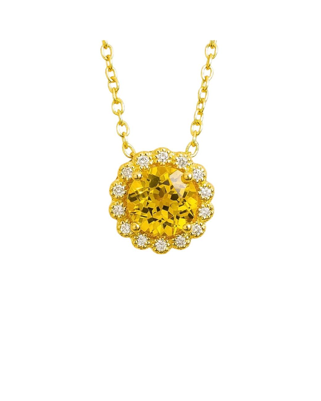 Juvetti Yellow Solen Necklace Set With Sapphire & Diamond