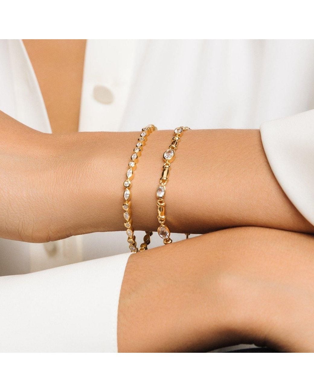 Lulu B London Metallic Topaz Gemstone Chain Bracelet