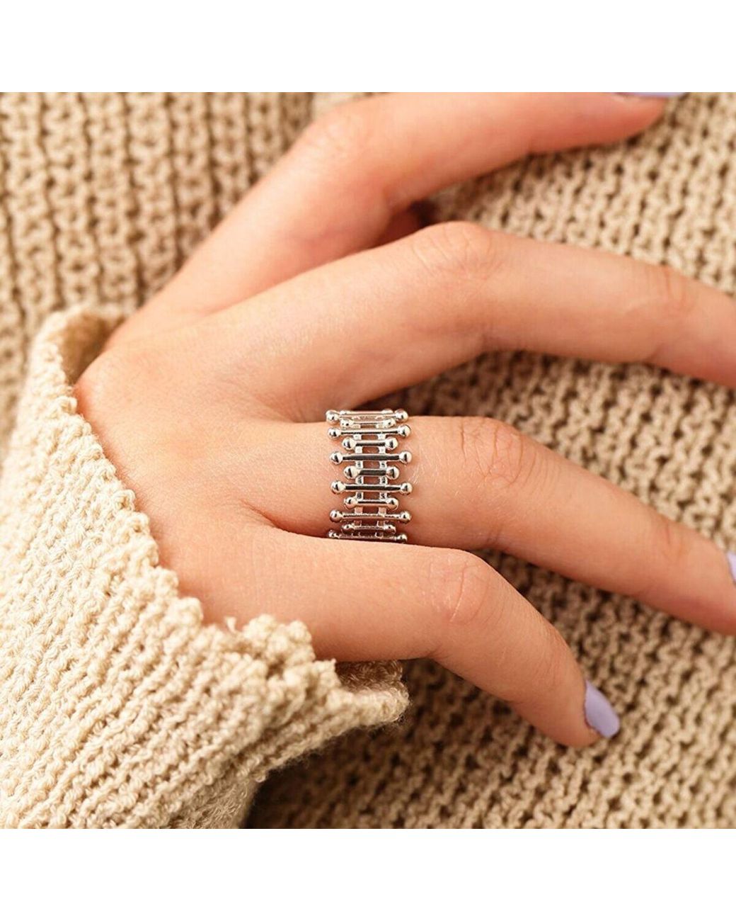 Spero London White Multiple Bar Sterling Ring