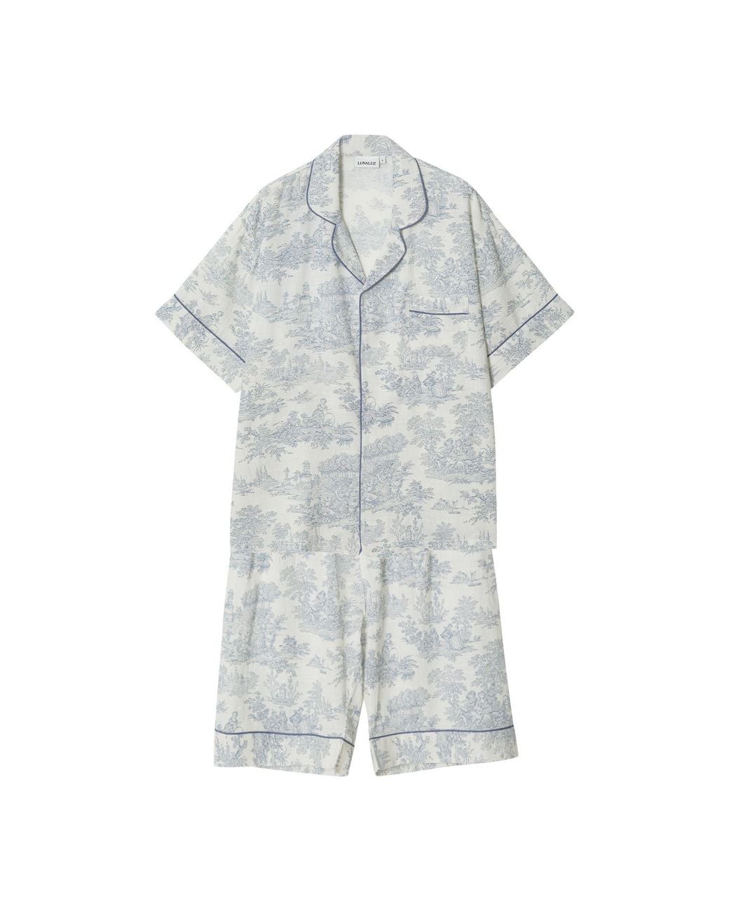 Luna Luz Gray Elise Rayon-Cotton Short Sleeve Pajama Set for men