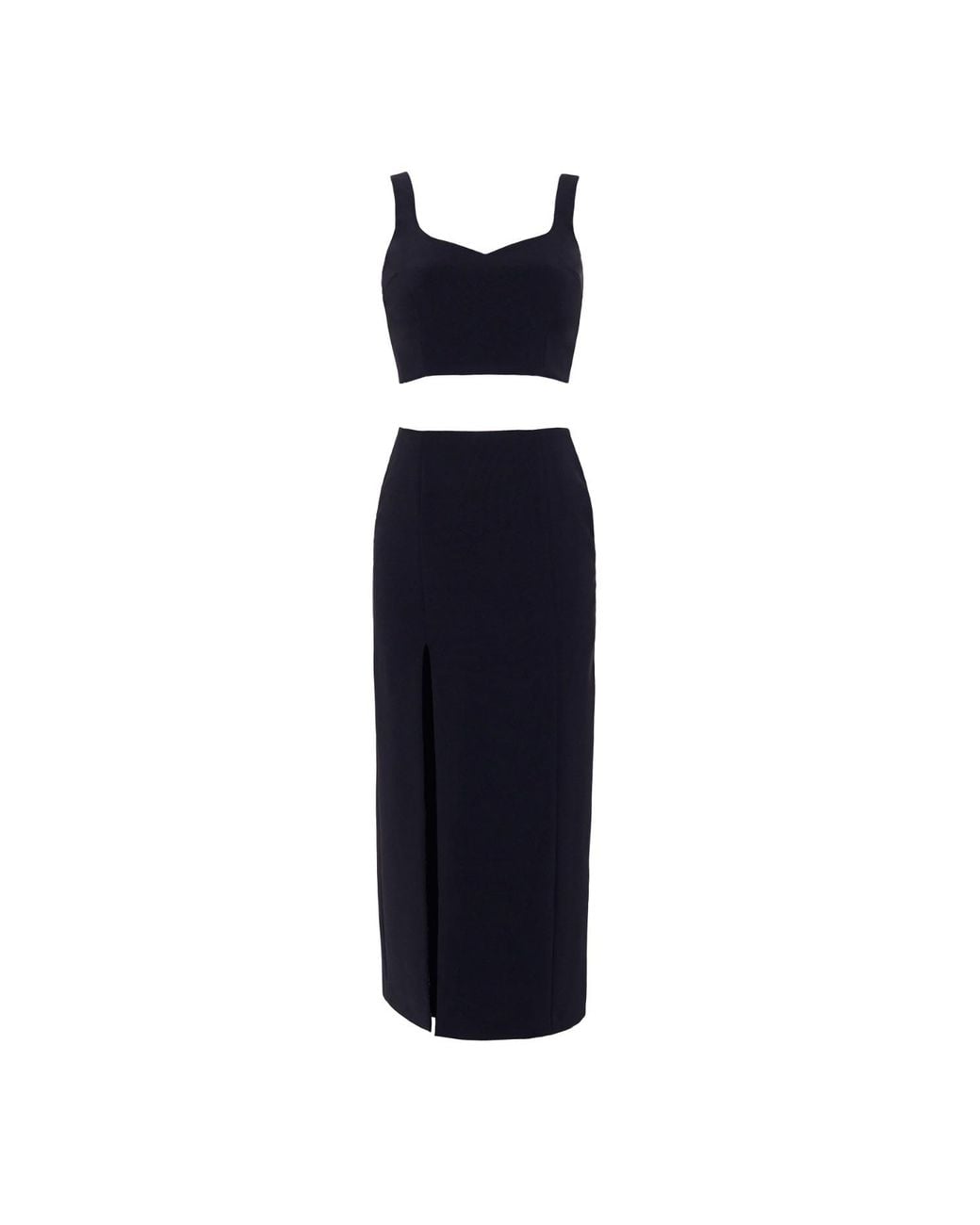 Nomi Fame Blue Noara Midi Front Slit Skirt Set