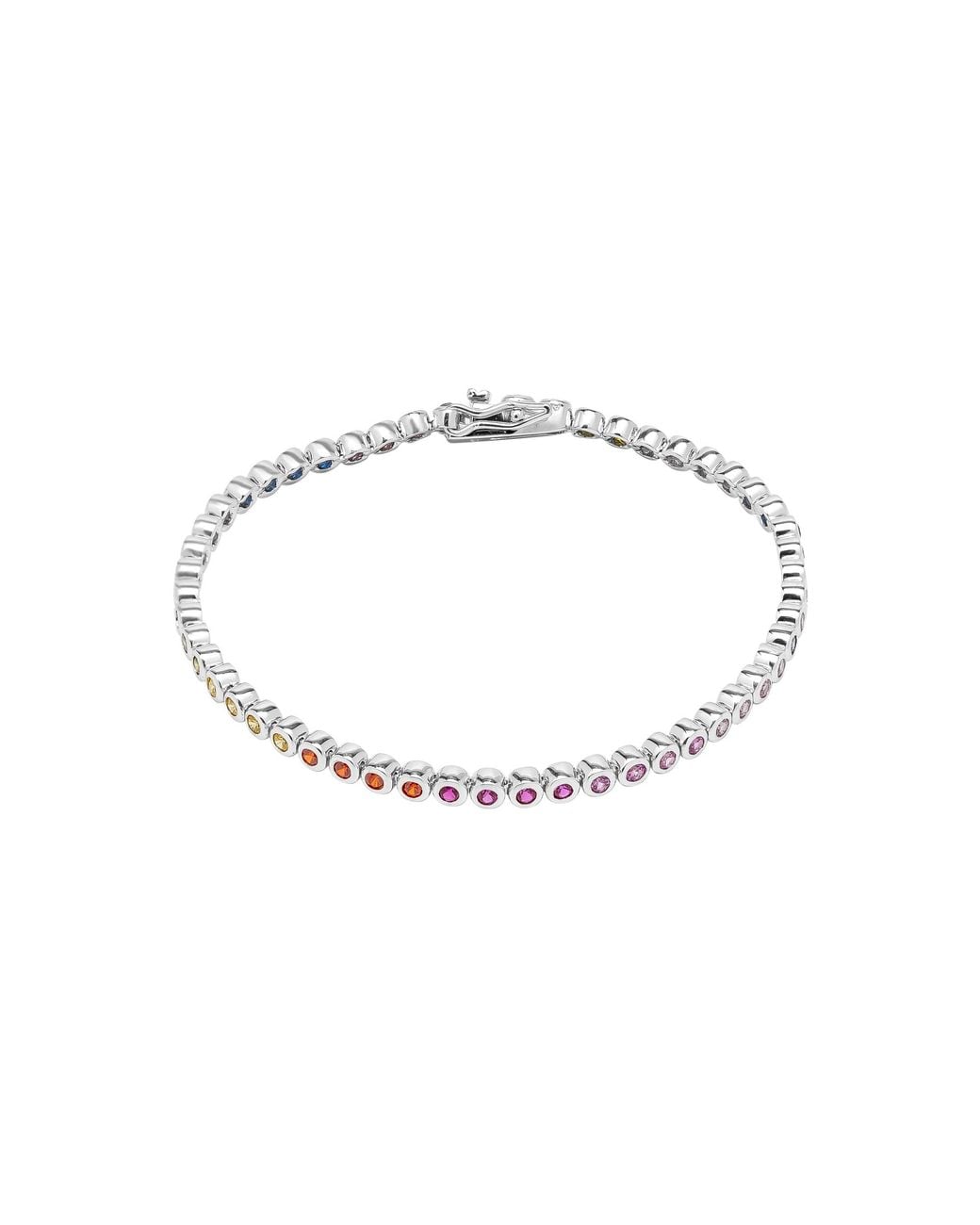 Spero London Metallic Sterling Multicolour Bezel Tennis Bracelet