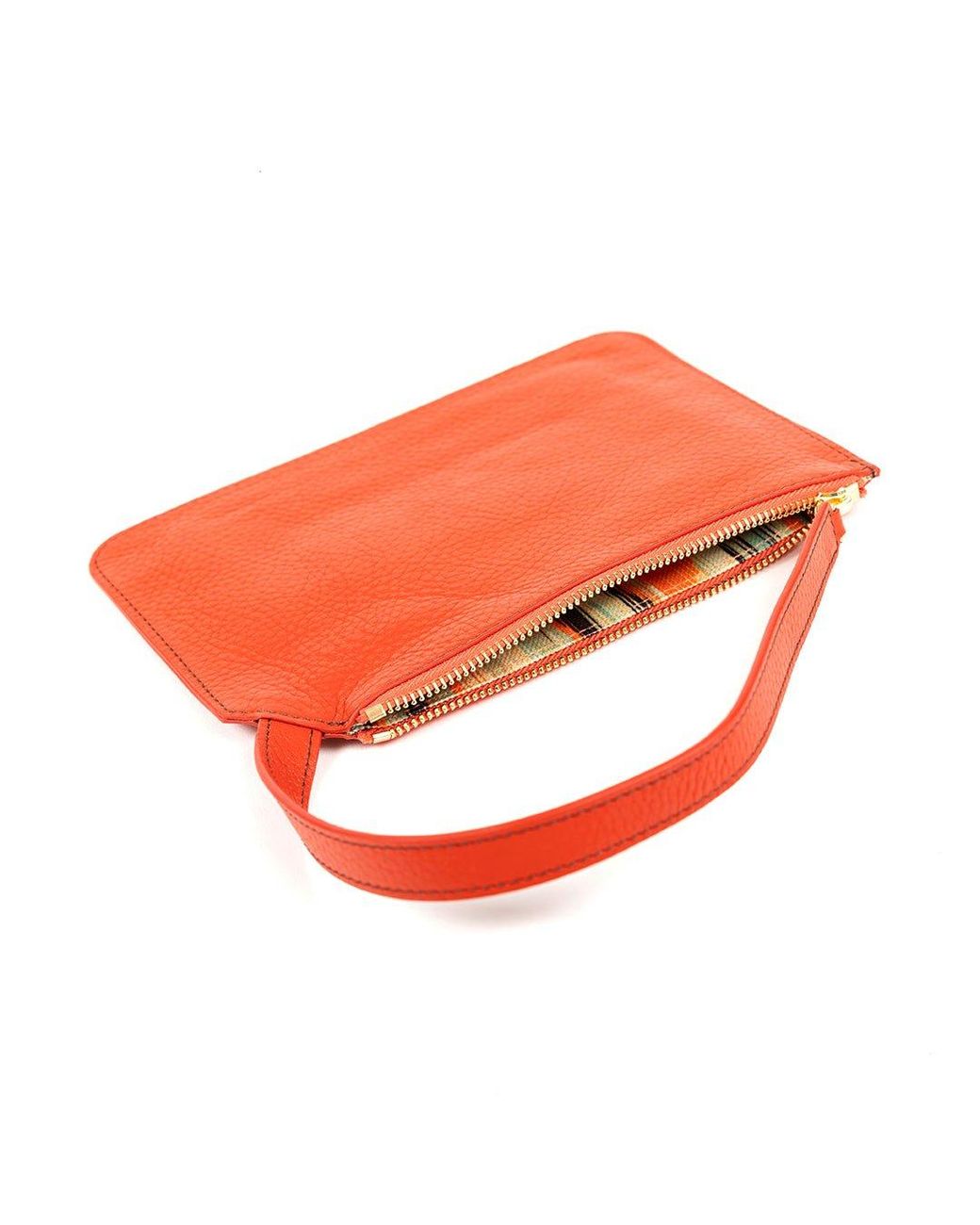 SJW BAGS LONDON Orange Marissa Leather Clutch/Wristlet- Burnt