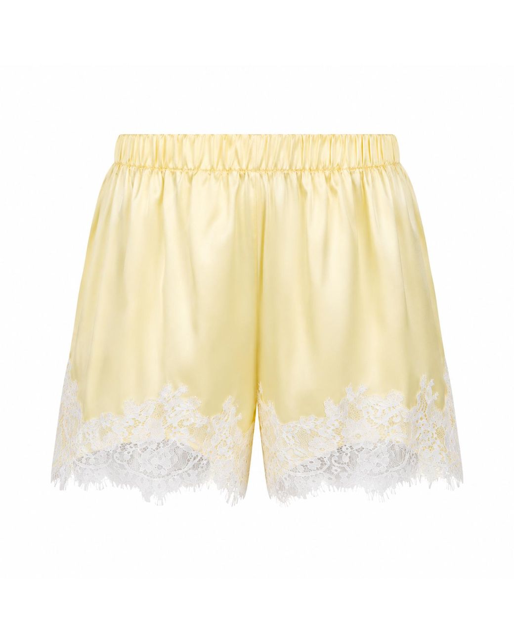 Ats the Label Yellow Rosalie Lace Satin Shorts