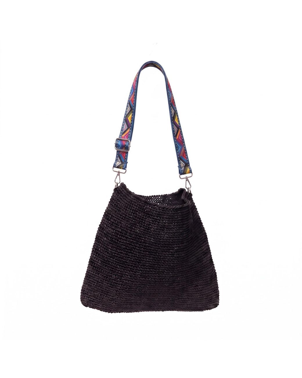 N'Onat Black Amalfi Hand Crochet Raffia Bag